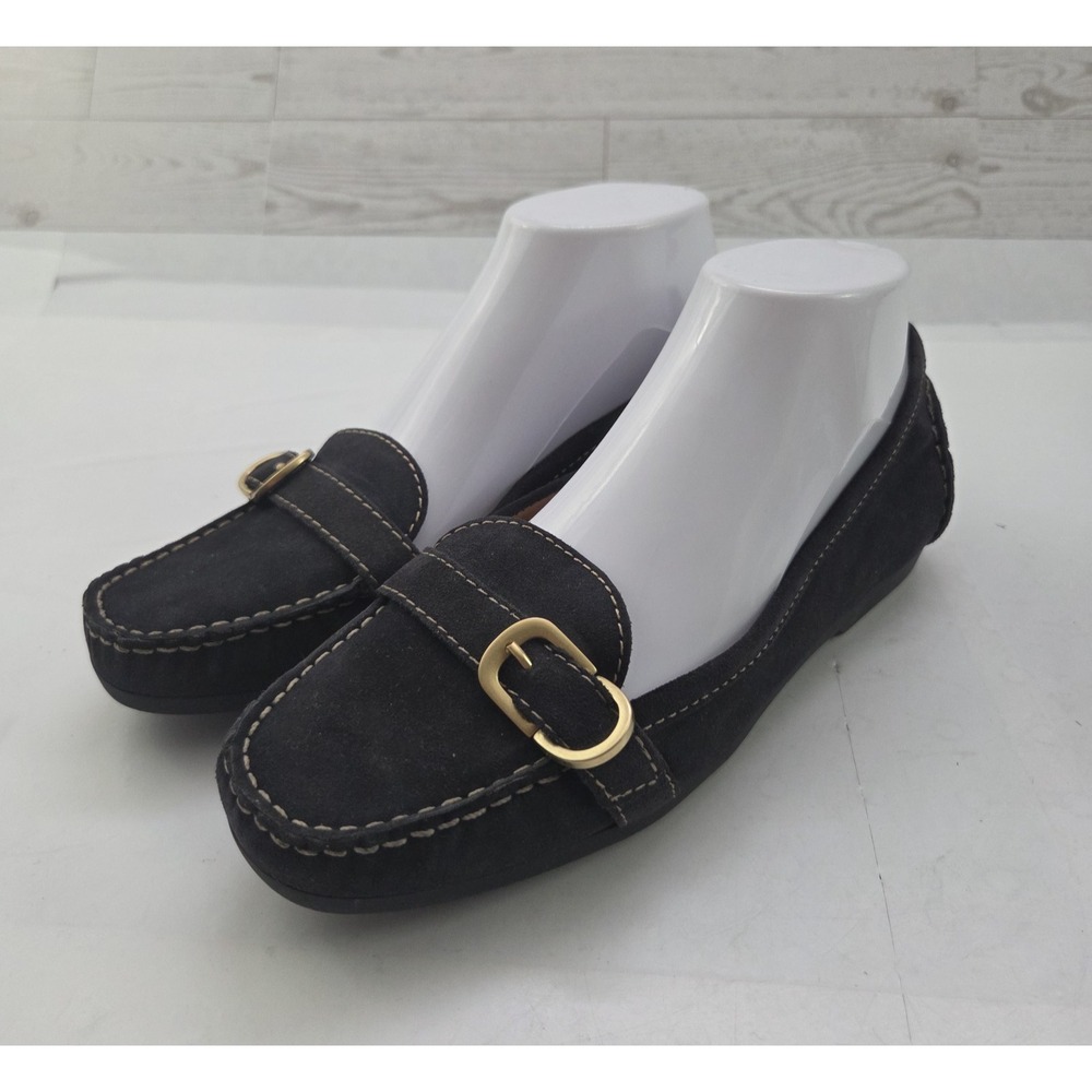 Talbots Driving Loafers Women's 8W Dark Blue Suede Comfort Old Money Preppy Shoe